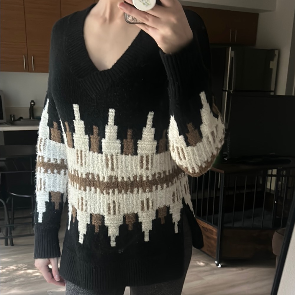Black and Brown Patterned Women's Sweater